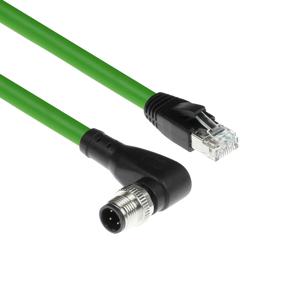 ACT SC4561 Industriële Sensorkabel | M12D 4-Polig Male Right Angled naar RJ45 Male | Superflex Xtreme TPE kabel | Afgeschermd | Groen | IP67 | 3 meter