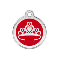 Crown Red roestvrijstalen hondenpenning medium/gemiddeld dia. 3 cm - Reddingo