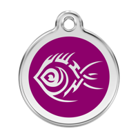 Tribal Fish Purple roestvrijstalen hondenpenning large/groot dia. 3,8 cm - Reddingo