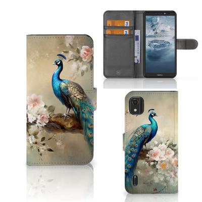 Telefoonhoesje | Met pasjeshouder | voor Nokia C2 2nd Edition Vintage Pauwen