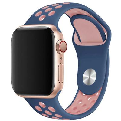 Apple Watch Dubbel Sport Band - Blauw Roze - 44, 45, 46 & 49mm - ML