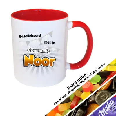 Communie cadeau met naam (rood)