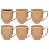 5Five Koffiemokken Venice - 6x stuks - Keramiek - beige - 480 ml - 9 x 11 cm