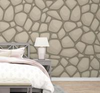Slaapkamer behang met beige natuursteen