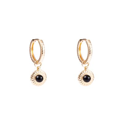 Go Dutch Label Oorringen Stone Eye Zwart Goud