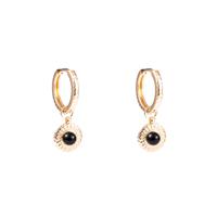 Go Dutch Label Oorringen Stone Eye Zwart Goud