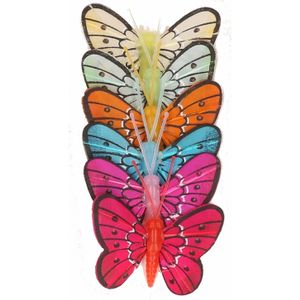 6x stuks Decoratie vlinders 5 cm op prikkers