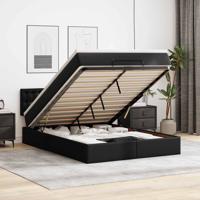 Ottoman bed met matras 140x190cm kunstleer zwart