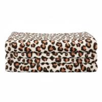 Fleece dekentjes met dierenprint - bruine luipaard print - 120 x 160 cm - warme plaid