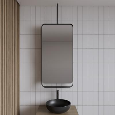 Spiegel Gliss Astra 100x50 cm Mat Zwart Met Planchet En Plafondbevestiging Gliss Design