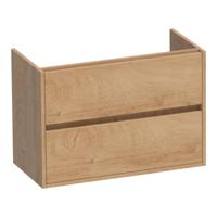 Brauer Adore - Onderkast Ondiep - 80 cm - met 2 Softclose Lades Greeploos en 1 Sifon Uitsparing - Forest Tan