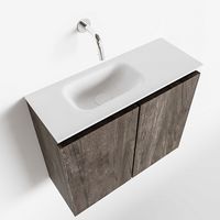 Toiletmeubel Mondiaz Ture | 60 cm | Meubelkleur Dark brown | Eden wastafel Talc Links | Zonder kraangat