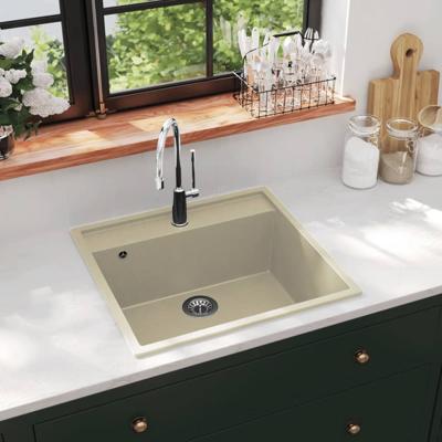 Gootsteen met overloopgat graniet beige