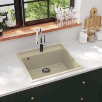Gootsteen met overloopgat graniet beige