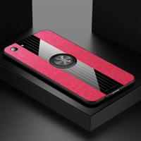 Voor OPPO A73 XINLI stiksels doek Textue schokbestendig TPU beschermhoes met ring houder (rood)