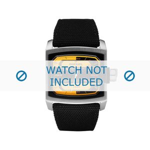 Diesel horlogeband DZ1456 Leder Zwart 32mm + zwart stiksel