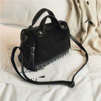 Vrouwen top-handvat zakken met klinknagels lederen schoudertas grote capaciteit Vintage Tote tassen (zwart)
