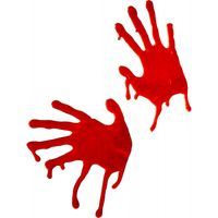 2x stuks bloederige horror handafdrukken raamdecoratie - thumbnail