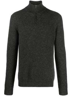 Roberto Collina pull nervuré à col zippé - Gris