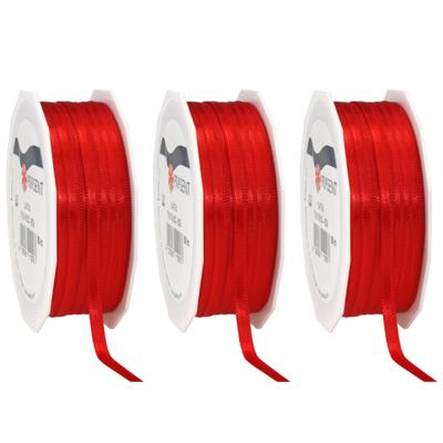 Cadeaulint Satijn - 3x - 0.6 cm x 50 meter - Rood - cadeaus inpakken - sierlint