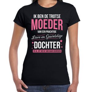 Trotse moeder / dochter cadeau t-shirt zwart voor dames