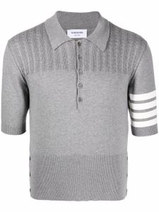 Thom Browne polo à détail 4 bandes signature - Gris