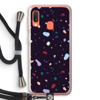 Dark Rounded Terrazzo: Samsung Galaxy A20e Transparant Hoesje met koord