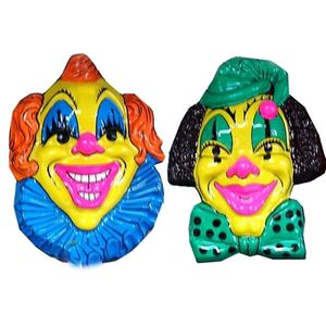 Set van 2x stuks Carnaval Clown thema wanddecoraties 60 x 60 cm per stuk