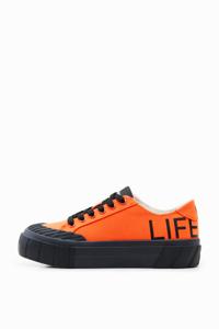 Sneakers met plateauzool en Life is Awesome - ORANGE - 36