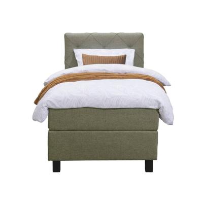 Leen Bakker - Boxspring Liv Geruit - 90x200 Cm - Vierkante Poot - Stof - Groen