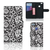 Huawei P10 Lite Hoesje Black Flowers