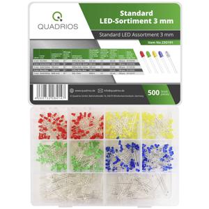 Quadrios 23O191 LED-assortiment Rood, Groen, Geel, Blauw, Wit 3 mm 20 mA 2 V, 3 V