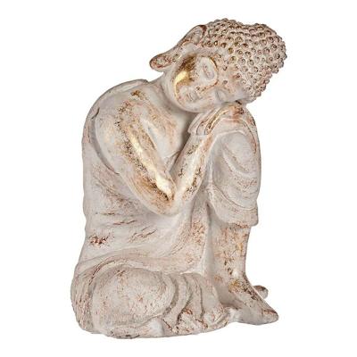 Decoratief tuinfiguur Ibergarden Wit Gouden Polyresin 28,5 x 43,5 x 37 cm Boeddha
