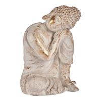 Decoratief tuinfiguur Ibergarden Wit Gouden Polyresin 28,5 x 43,5 x 37 cm Boeddha