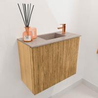 Toiletmeubel Mondiaz Joya Dlux | 50 cm | Meubelkleur Oak | Faye wastafel Saba Wasbak Rechts | 1 kraangat
