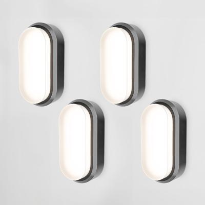 Set van 4 C-Series - LED Plafondlamp zwart ovaal - Wandlamp - Scheepslamp - IP54 - 12W - 1160lm - 4000K neutraal wit - voor binnen en buiten