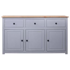 The Living Store Dressoir Grenenhout - Grijs en Natuurlijke houtkleur - 135x40x80cm - 3 lades en 3 deuren