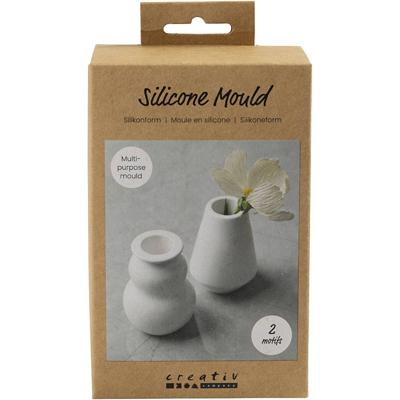 Creativ Company Siliconen vormen, vaas en kandelaar, h: 7,5 cm, d 5,5 cm, mat transparant, 2 stuk/ 1 doos