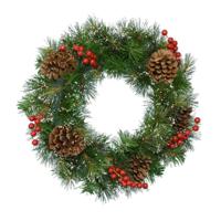 Decoris Kerstkrans - groen - met versiering - 50 cm