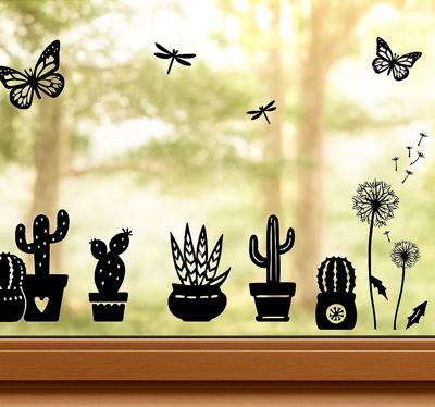 Leuke plantendecoratie raamsticker
