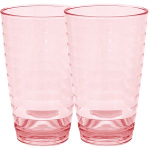 Set van 2x stuks onbreekbare kunststof camping drinkglazen rood 400 ml