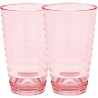 Set van 2x stuks onbreekbare kunststof camping drinkglazen rood 400 ml - thumbnail