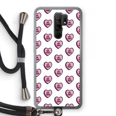GIRL POWER: Xiaomi Redmi 9 Transparant Hoesje met koord