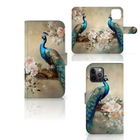 Telefoonhoesje met Pasjes voor Apple iPhone 12 Pro Max Vintage Pauwen - thumbnail