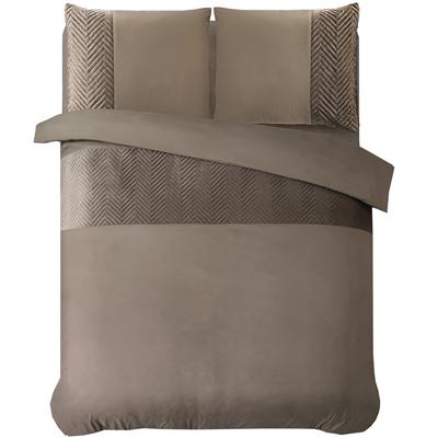Crosstra Velvet Dekbedovertrek Taupe-2-persoons (200 x 200/220 cm)
