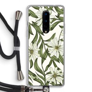 Wit bloemenpatroon: OnePlus 8 Transparant Hoesje met koord
