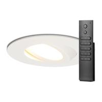8x Napels inbouwspot - Wit - Dimbaar - 360° Kantelbaar - 39mm inbouwdiepte - 8 Watt 570 lumen - 2700K warm wit - IP65 waterdicht - met dimmer en afstandsbediening
