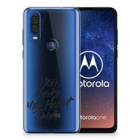 Motorola One Vision | Siliconen hoesje | met naam Heart Smile