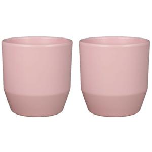 Bela Arte Plantenpot/bloempot Joly - 2x - keramiek - roze - 12 x 11 cm