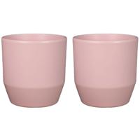 Bela Arte Plantenpot/bloempot Joly - 2x - keramiek - roze - 12 x 11 cm